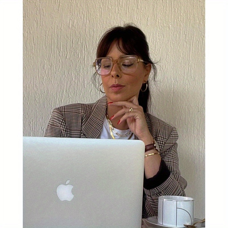 Oversized Light Blocking Glasses with Chic Square TR90 Frame and Metal Temple Women Men REMY