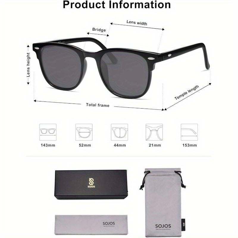 Retro Vintage Square Polarized Fashion Glasses for Women & Men - UV Protection & Anti-Blue Light TR90 Frame