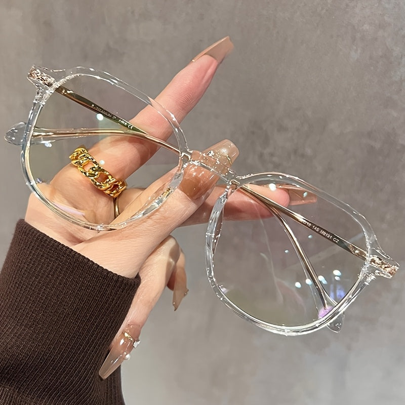 Women's Advanced Fiona Fang Square-Round Frame Fashion Glasses - Anti-Blue Light Non-Prescription Eyewear with Black & Green Accents