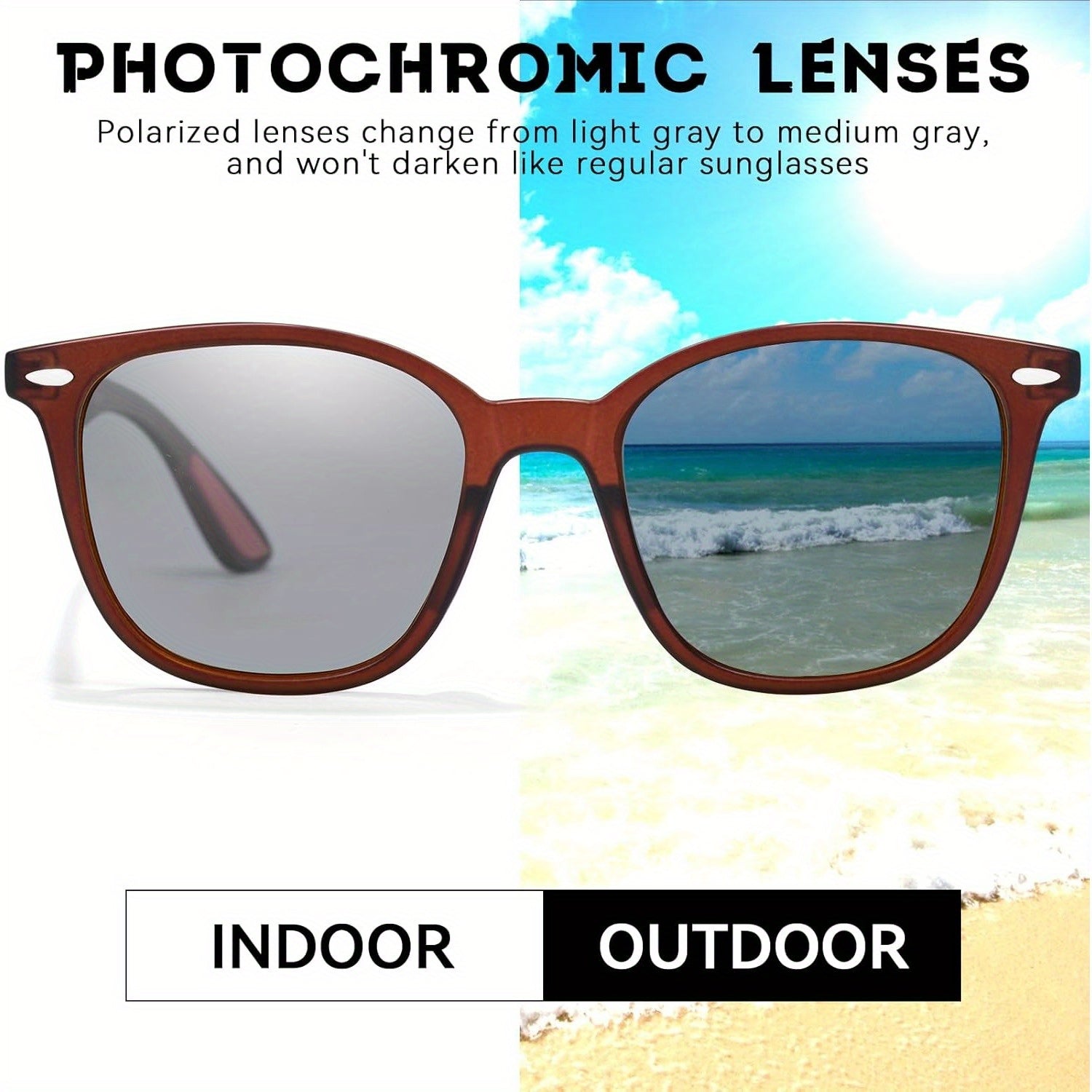Photochromic for Men & Women - Anti-Glare Driving Glasses with Ultra-Light TR90 Frame - Adaptive for Day\u002F Night Use SG4297