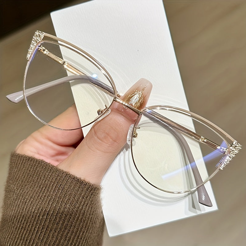 Women's Oversized Round\u002FHeart-Shaped Face Glasses - Large Oval Frame Non-Prescription Blue Blocking Glasses with Polarized