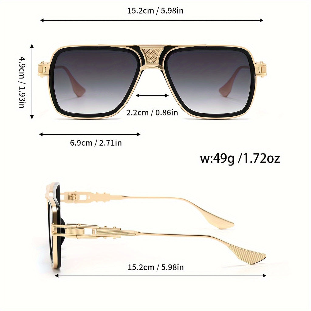 1 Pair Punk Style Square Glasses - Gray to Yellow Gradient Color-Changing Lenses, Oversized Square Frames