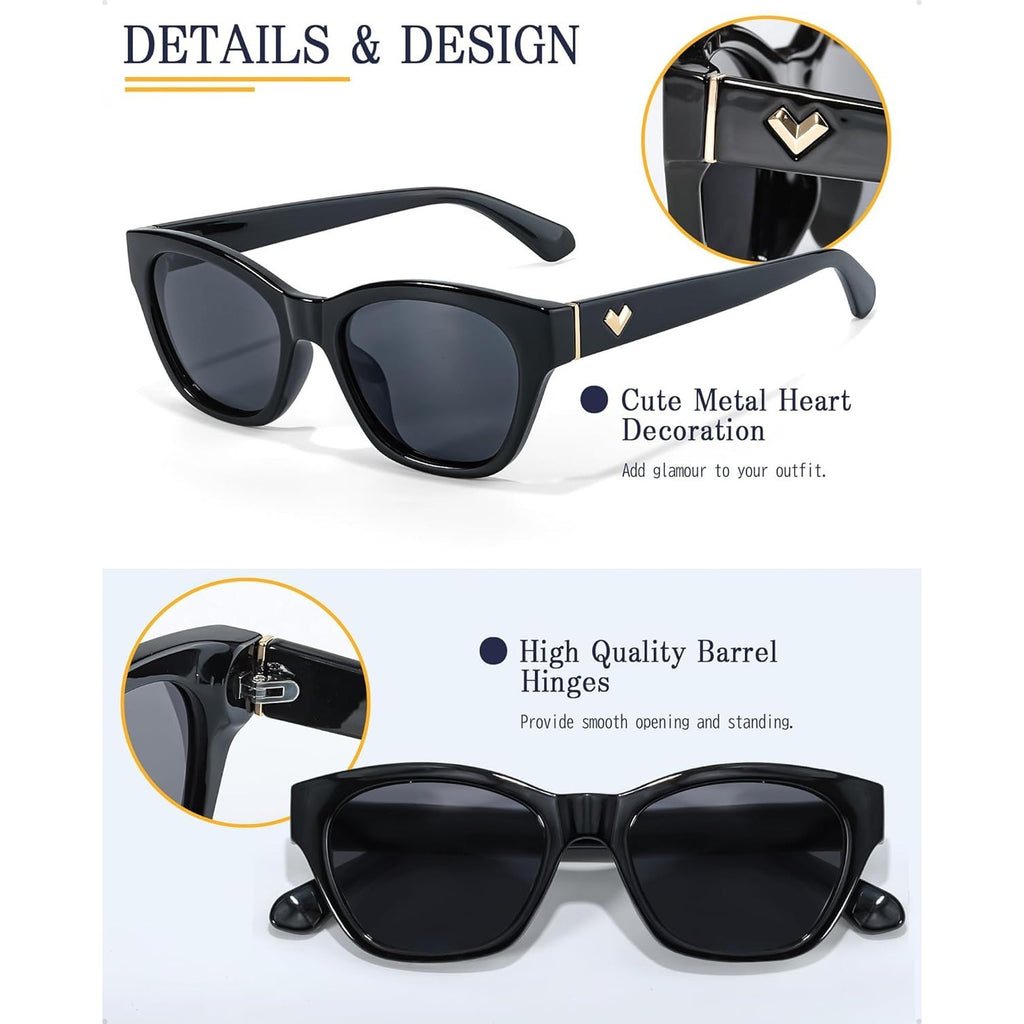 Small Polarized Glasses for Women Trendy Classic Cat Eye Glasses for Narrow Face with UV400 Protection LS2315