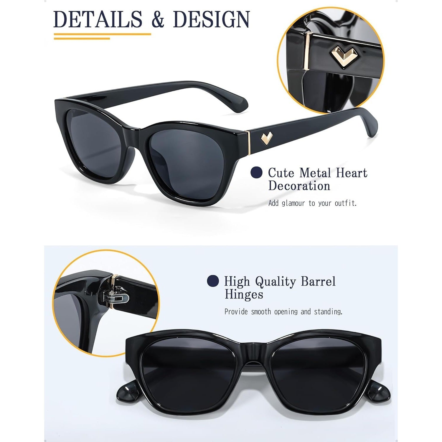 Small Polarized Glasses for Women Trendy Classic Cat Eye Glasses for Narrow Face with UV400 Protection LS2315