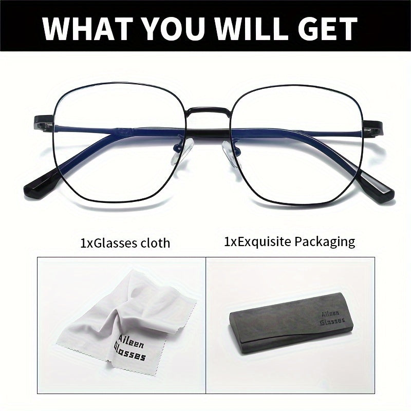 Aileen Unisex Metal Frame Fashion Glasses - Blue & Clear Gradient Lenses