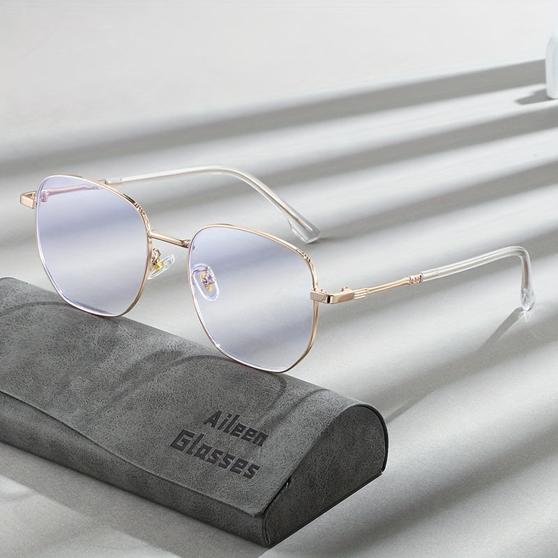 Aileen Unisex Metal Frame Fashion Glasses - Blue & Clear Gradient Lenses