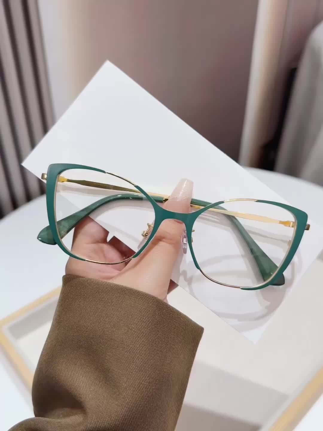 1pc Trendy Women's Y2K Cat Eye Photochromic Fashion Glasses - Retro Metal Frame