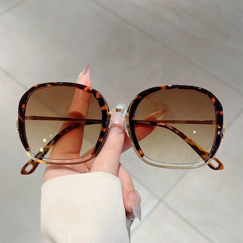 Women'S Luxury Square Frame Fashion Glasses - Anti-Blue Light & Polarized Lenses, Metallic temples