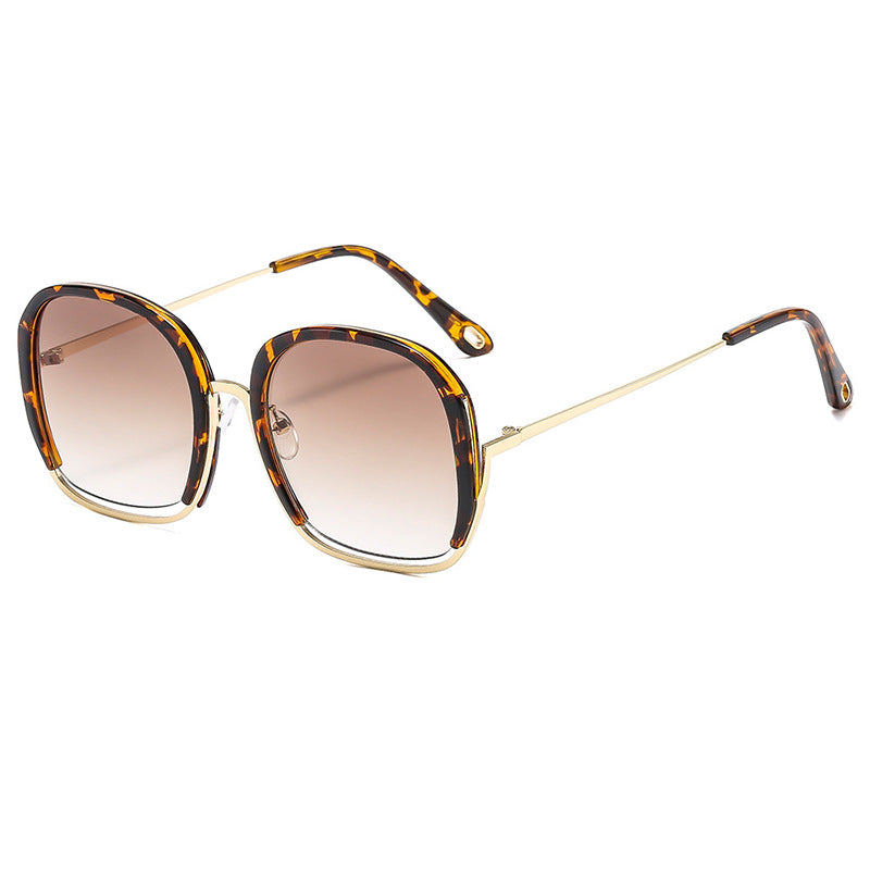 Women'S Luxury Square Frame Fashion Glasses - Anti-Blue Light & Polarized Lenses, Metallic temples