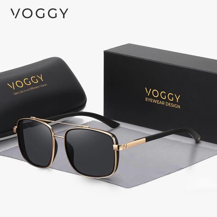 VOGGY Fashion Simple Retro Pilot Metal TR90 UV Protection Polarized Glasses