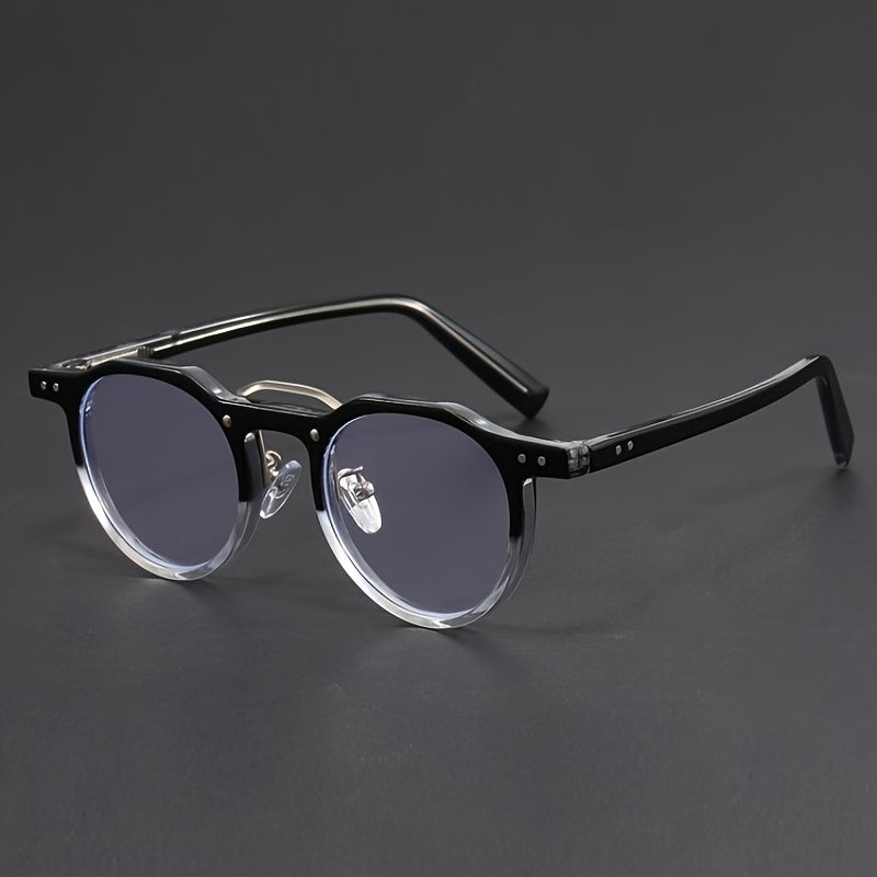 Men'S Stylish Round Frame Fashion Glasses - Blue Light Blocking, Anti-Glare Lenses, Durable PC Material