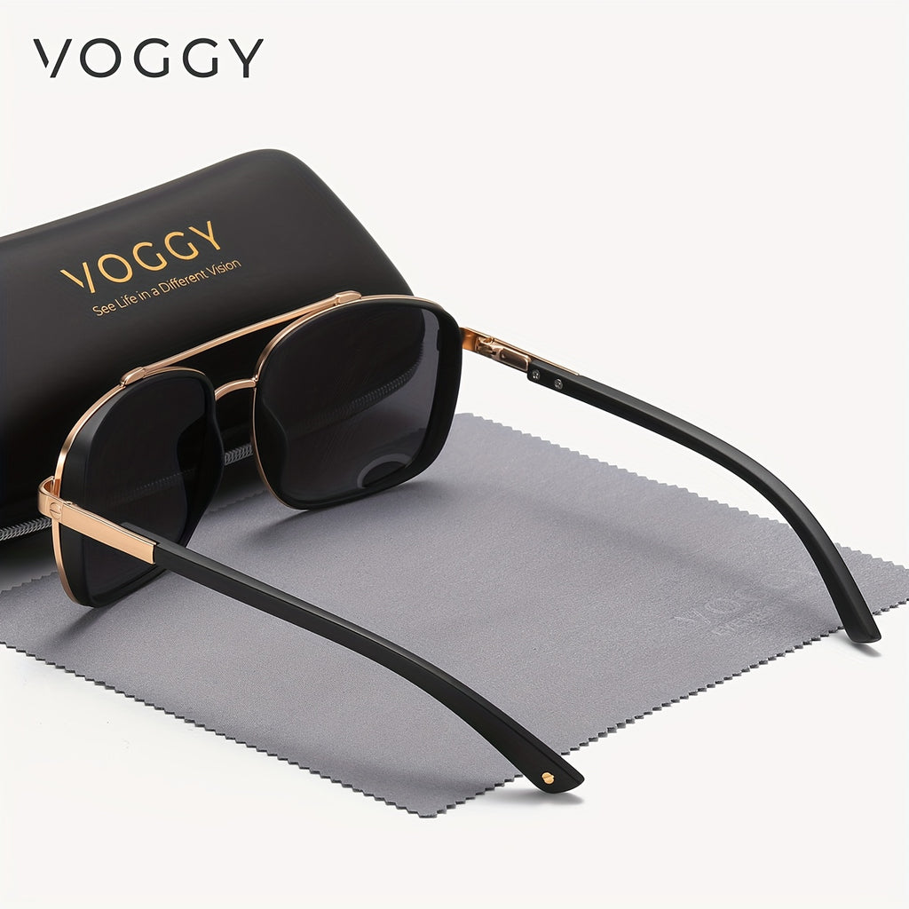 VOGGY Fashion Simple Retro Pilot Metal TR90 UV Protection Polarized Glasses