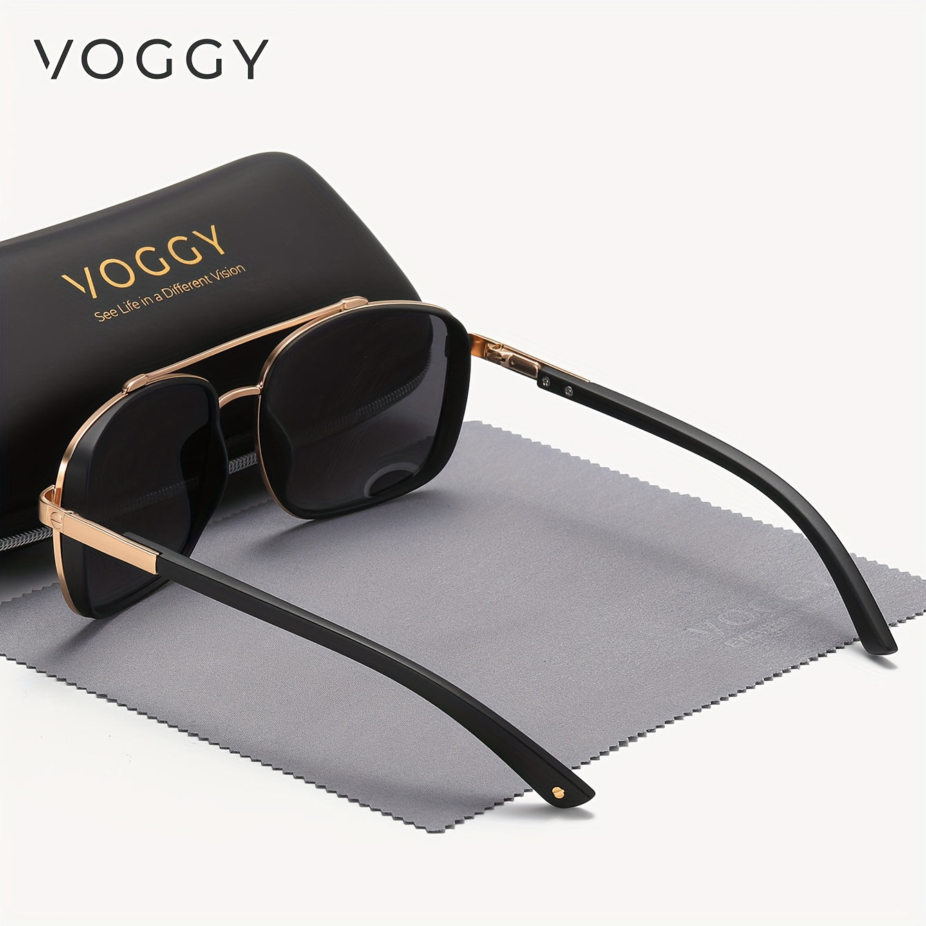 VOGGY Fashion Simple Retro Pilot Metal TR90 UV Protection Polarized Glasses