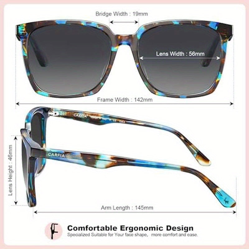 Women'S Large Face Retro Polarized Fashion Glasses - Anti-Glare & Blue Light Blocking