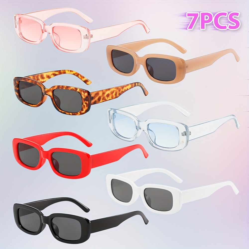 7pcs VIOLA MAG Rectangular Fashion Glasses for Women & Men - Vintage Style with Color-Changing Lenses