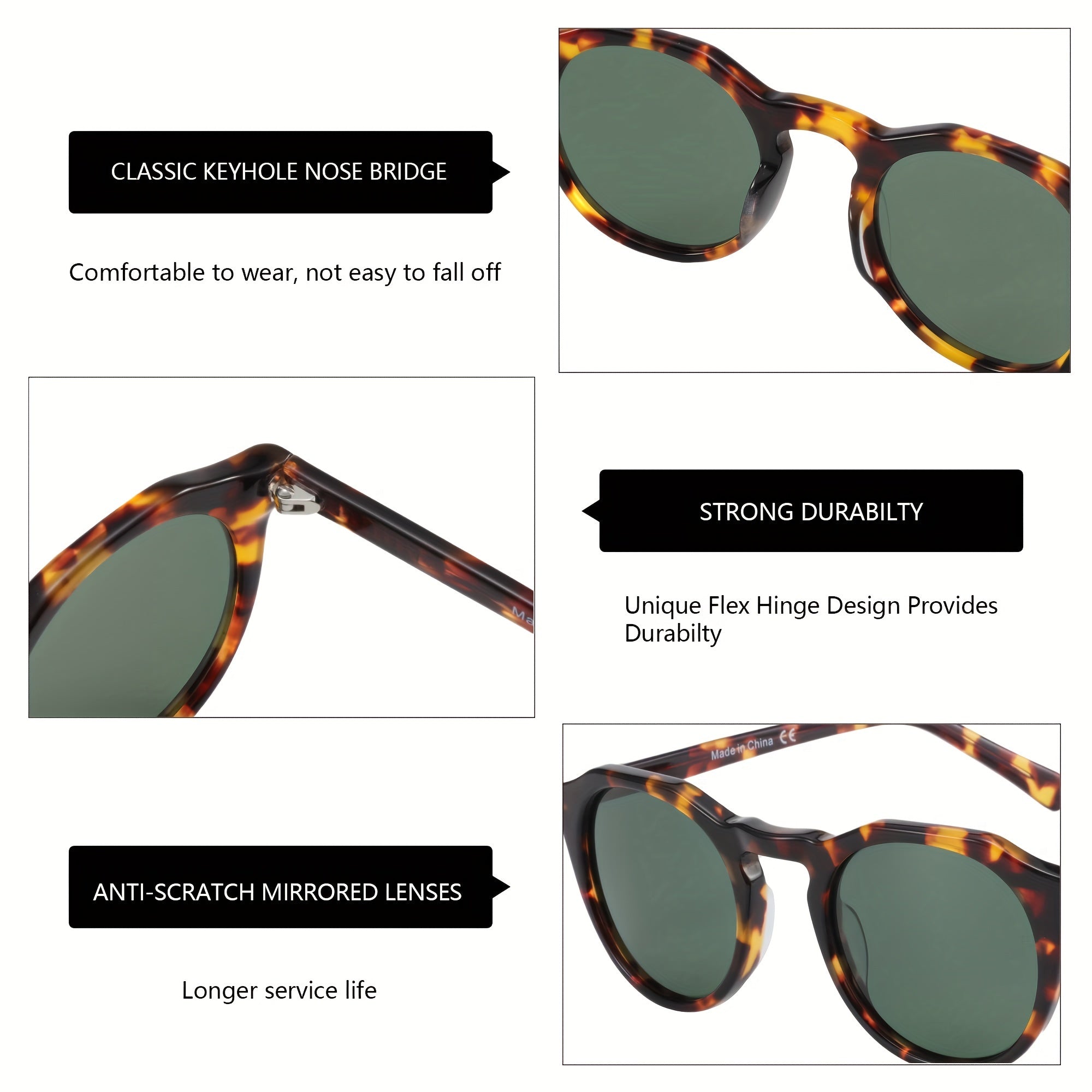 ZENOTTIC Vintage Round Polarized For Men Women UV400 Protection Shade