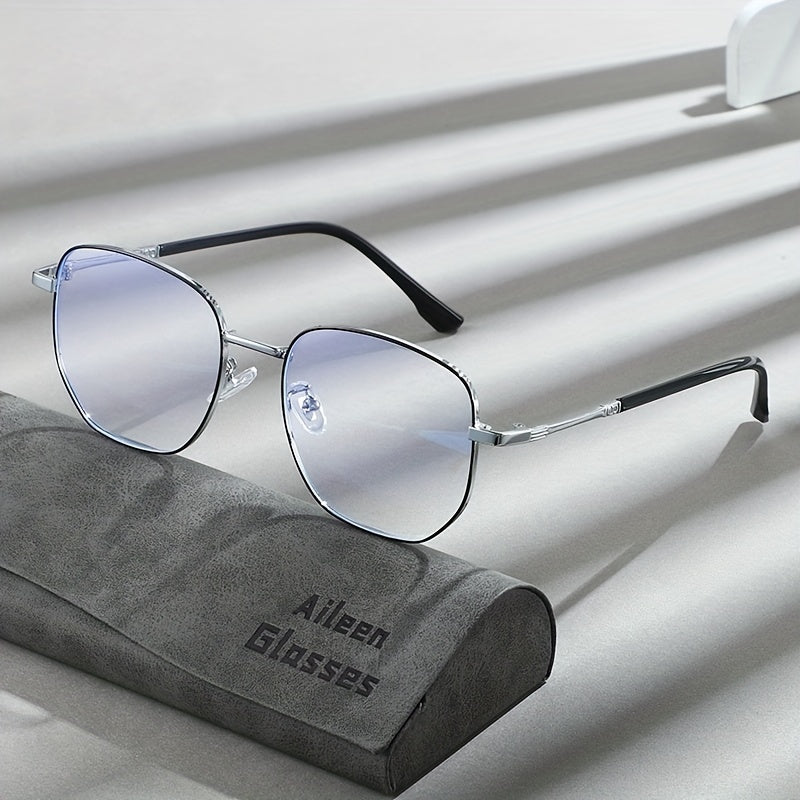 Aileen Unisex Metal Frame Fashion Glasses - Blue & Clear Gradient Lenses