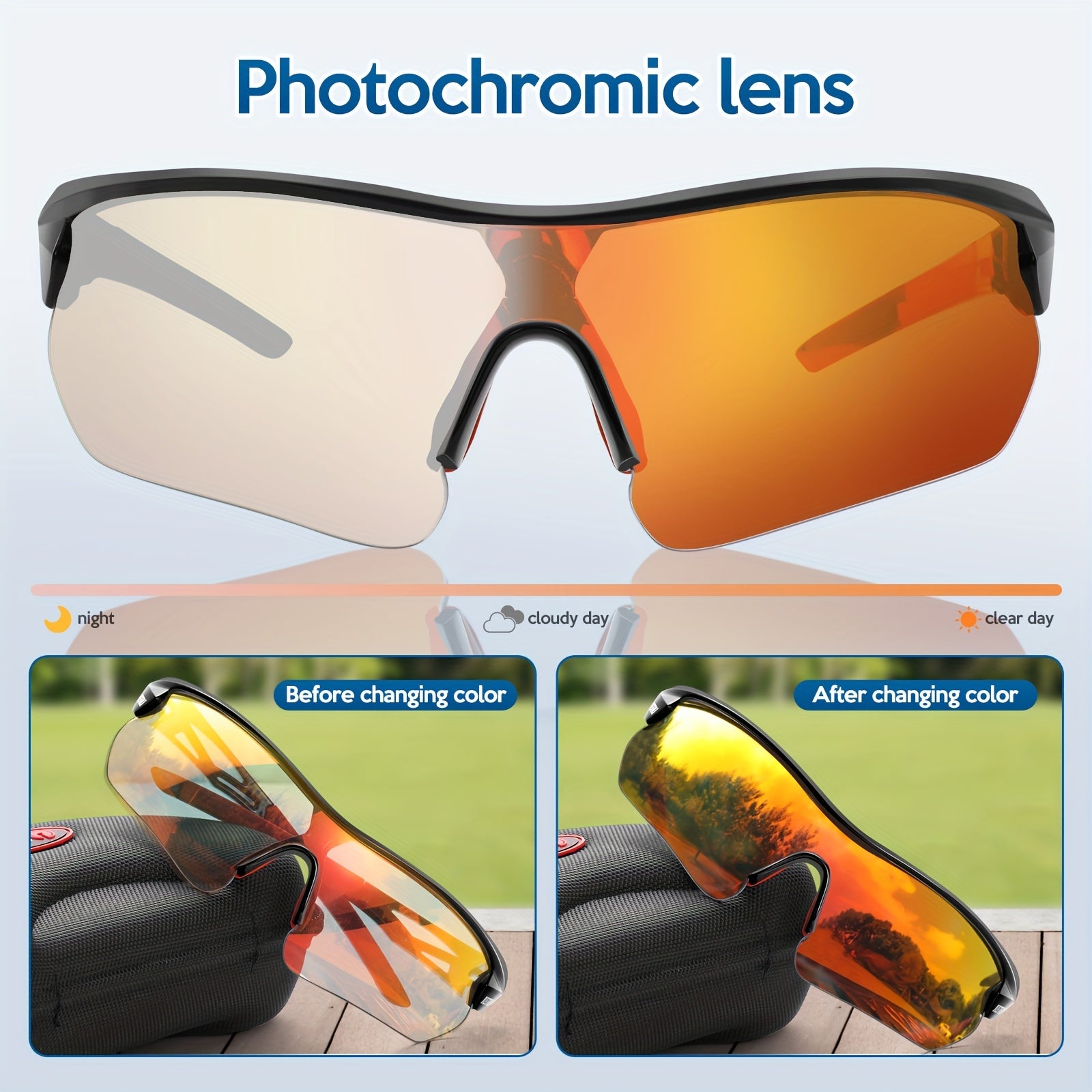 Lentes Fotocromaticos Hombre Ultraviolet-proof Bike Glasses Polarization Windproof Photochromic Lightweight Suitable for Cycling