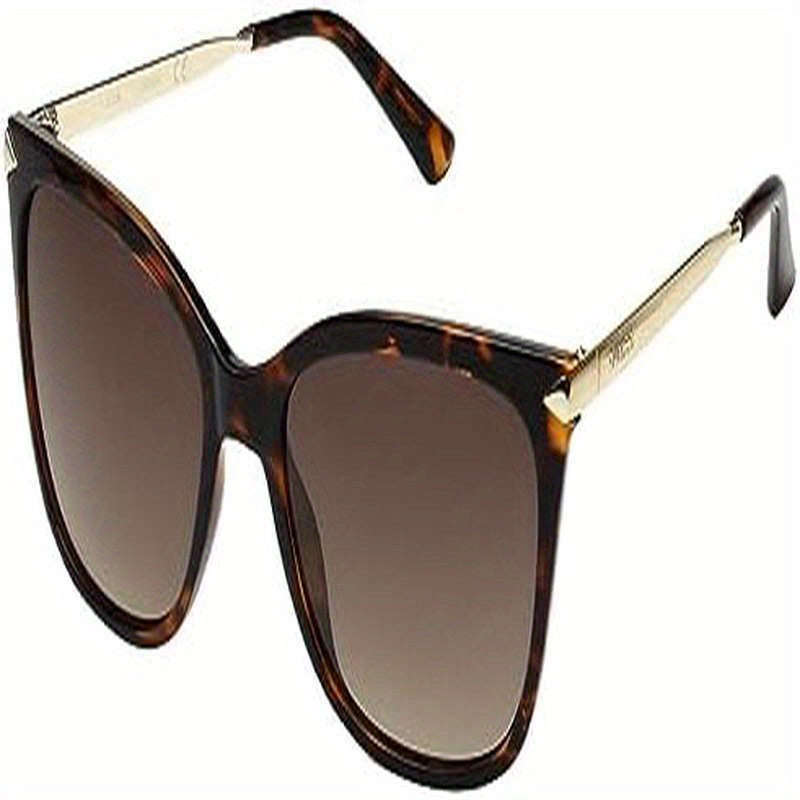 's Tortoiseshell-like Cat-Eye Fashion Glasses - Black UV Protection Plastic Frame Glasses with Brown Tinted -like Effect