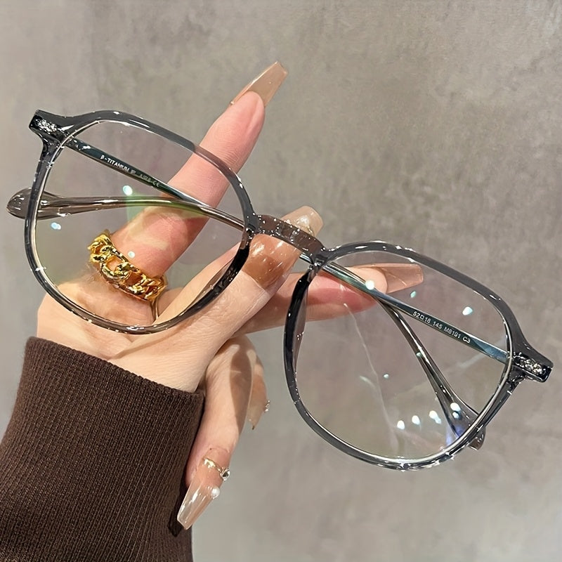 Women's Advanced Fiona Fang Square-Round Frame Fashion Glasses - Anti-Blue Light Non-Prescription Eyewear with Black & Green Accents