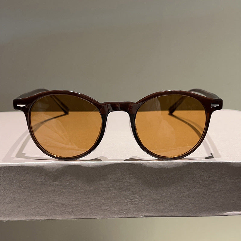 Men's Retro Round Tortoiseframe-Style Fashion Glasses - Polarized Anti-Blue Light Non-Prescription Glasses