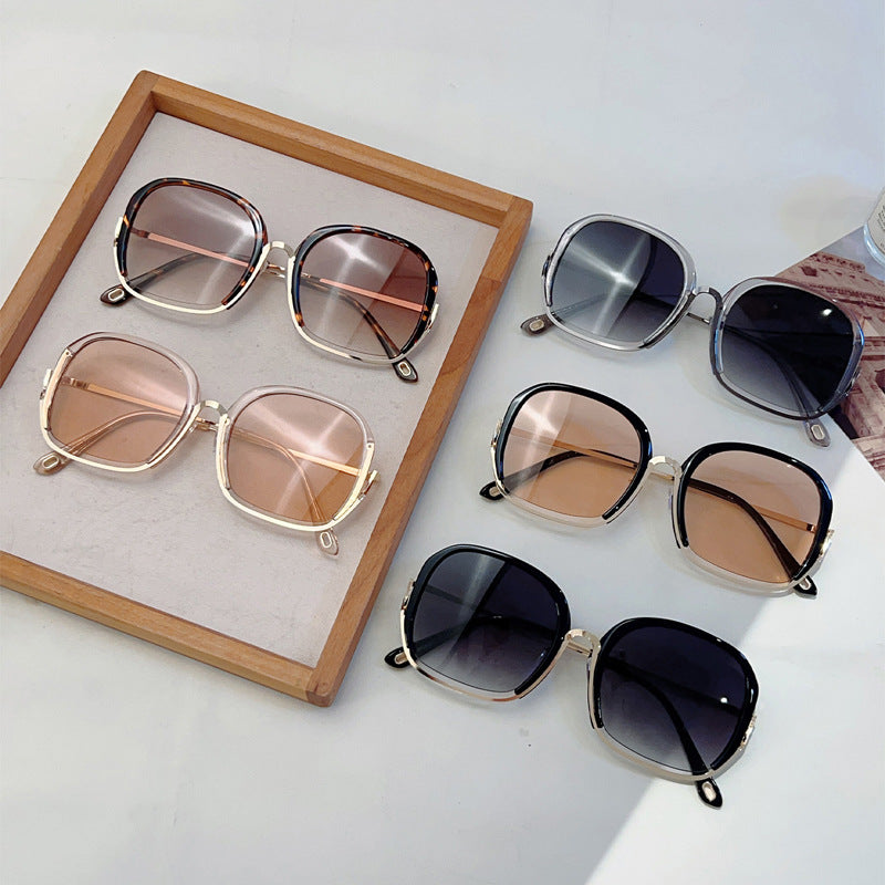 Women'S Luxury Square Frame Fashion Glasses - Anti-Blue Light & Polarized Lenses, Metallic temples