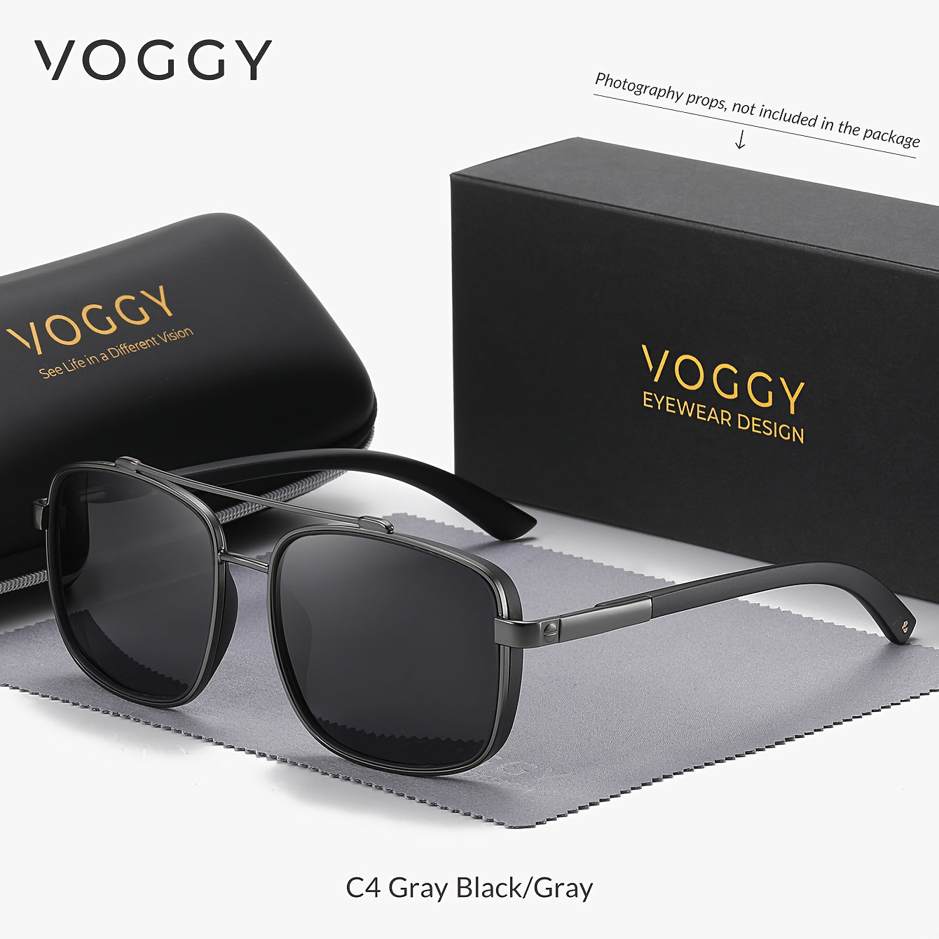 VOGGY Fashion Simple Retro Pilot Metal TR90 UV Protection Polarized Glasses