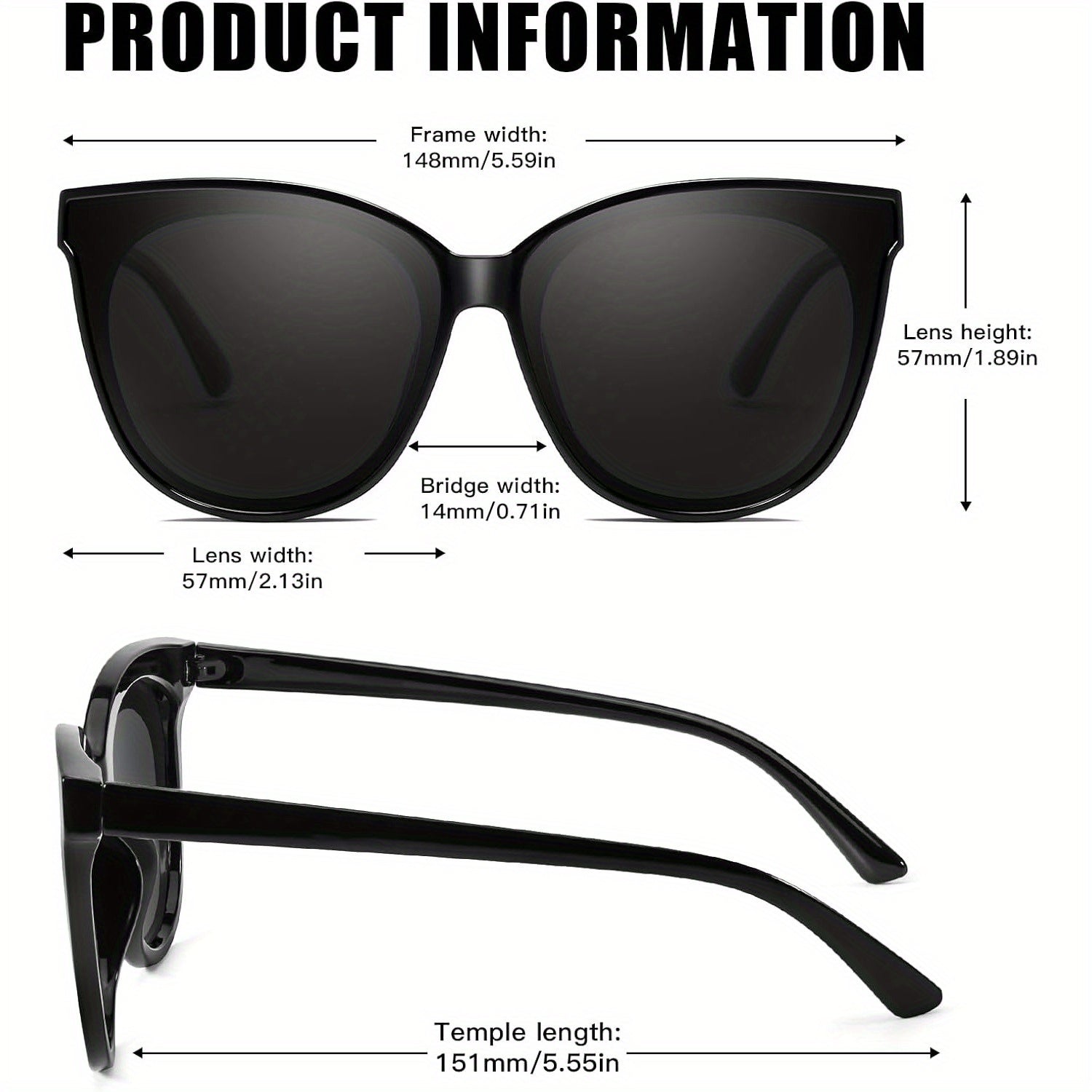 Women'S Cat Eye Glasses - Polarized Oversized Vintage Fashion Shades with 99.99% UV400 Protection - Retro Chic Eyewear for Driving