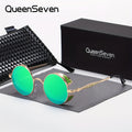 QueenSeven Retro Punk Oversized Fashion Glasses for Men & Women - High-End Metal Frame Orange-Yellow Gradient Lenses