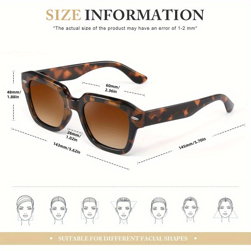 1pc Fashion Glasses for Women & Men - Large UV400 Protection, Stylish Black Frames with White Accents