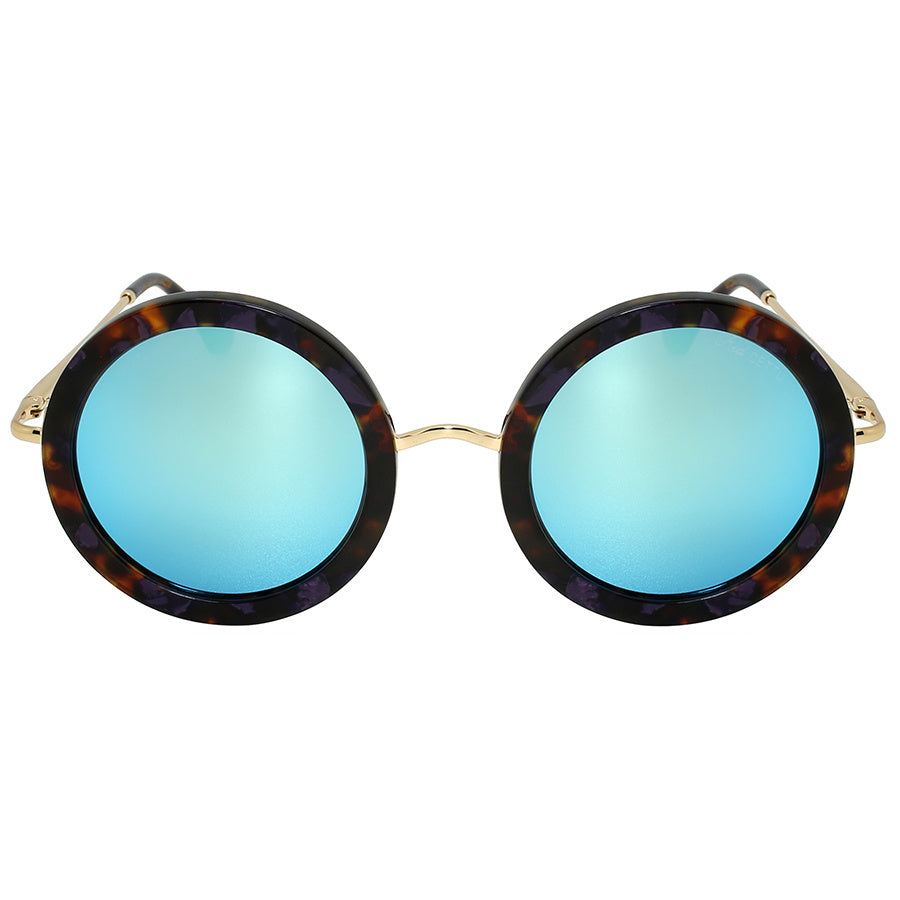 Sophisticated Handcrafted Italian Women's Designer Eyewear with Round Acrylic Frame