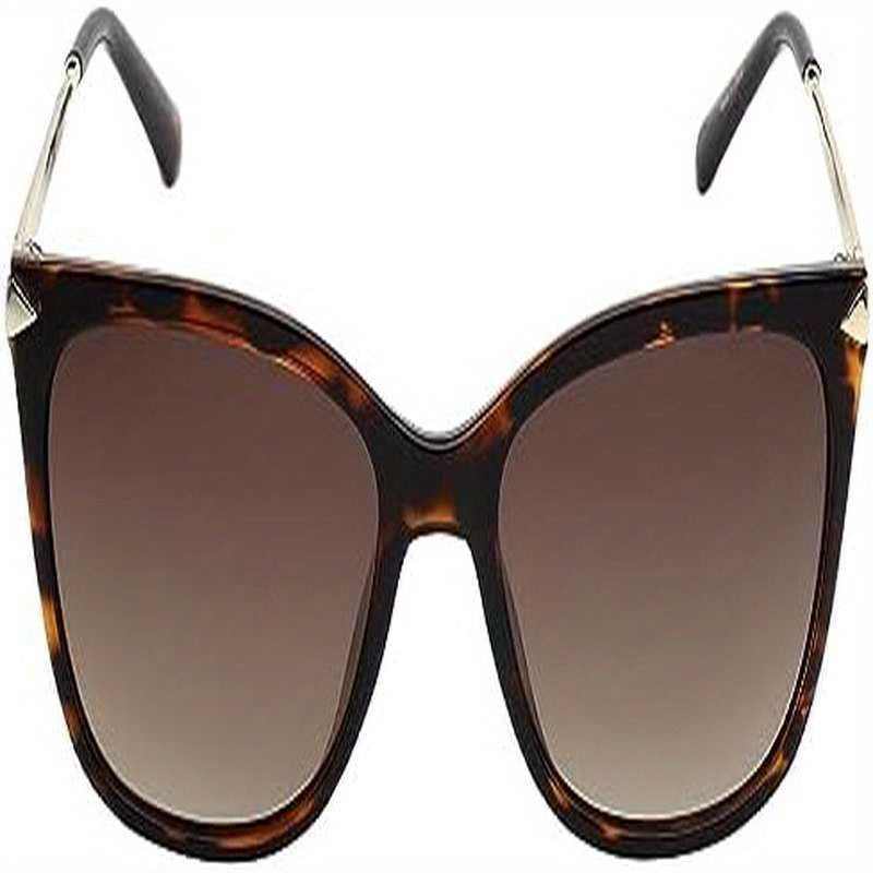 's Tortoiseshell-like Cat-Eye Fashion Glasses - Black UV Protection Plastic Frame Glasses with Brown Tinted -like Effect