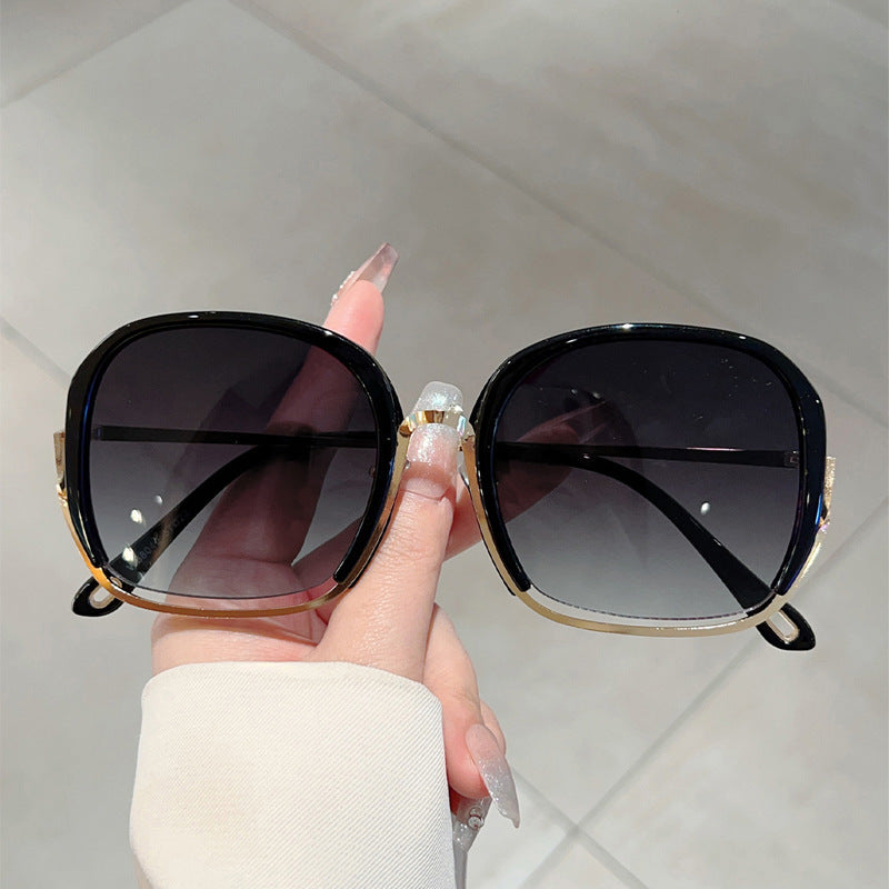 Women'S Luxury Square Frame Fashion Glasses - Anti-Blue Light & Polarized Lenses, Metallic temples