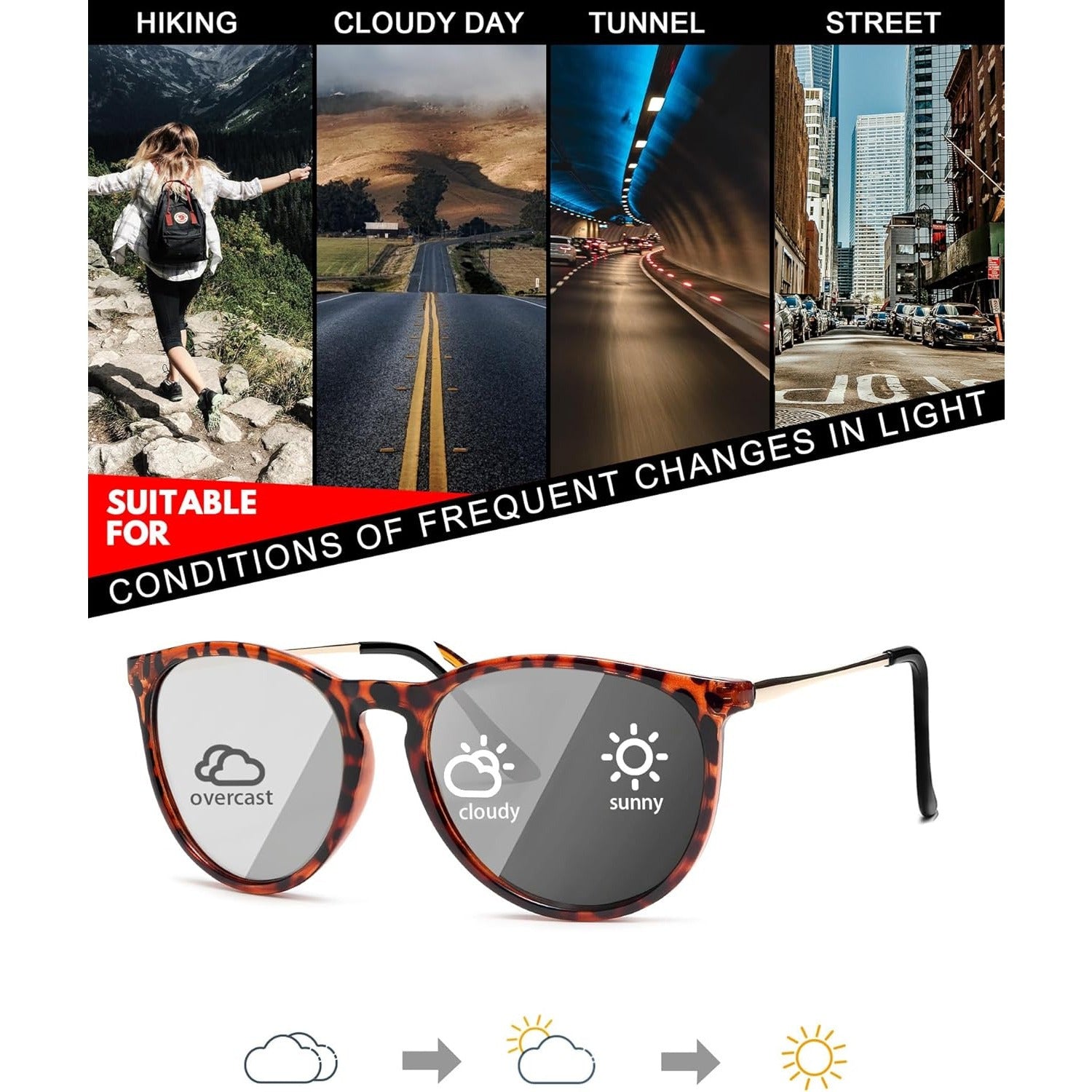 Women'S Photochromic Glasses with Polarized Lenses – Protection, Reduce Eye Fatigue