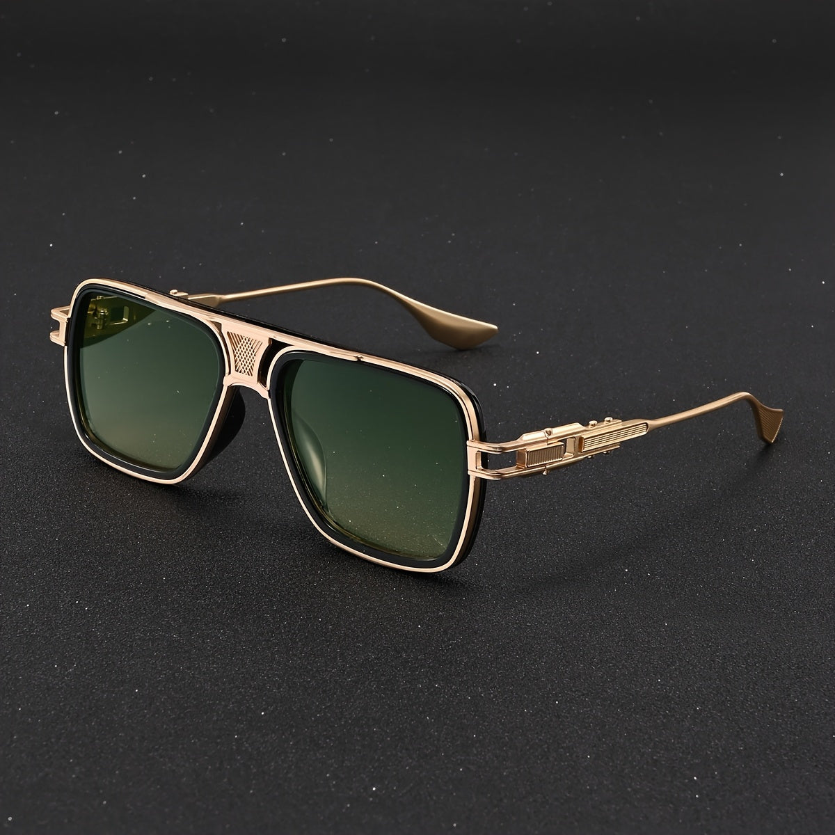 1 Pair Punk Style Square Glasses - Gray to Yellow Gradient Color-Changing Lenses, Oversized Square Frames