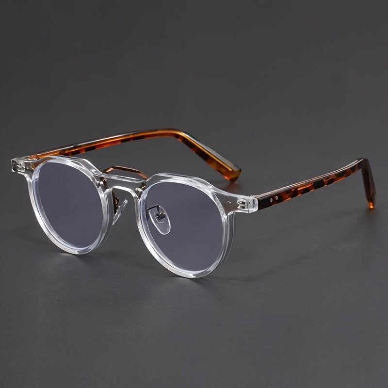 Men'S Stylish Round Frame Fashion Glasses - Blue Light Blocking, Anti-Glare Lenses, Durable PC Material