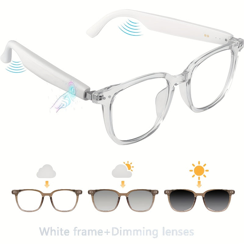 Color changing glasses smart glasses, indoor white anti-blue light, outdoor UV protection changes to black