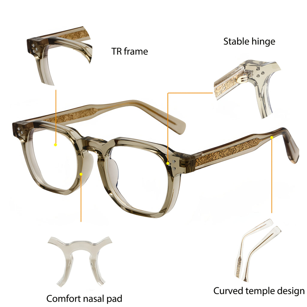 Trendy Fashion Glasses Trendy Fashion Square TR Frame Glasses | Anti Blue Light Lens
