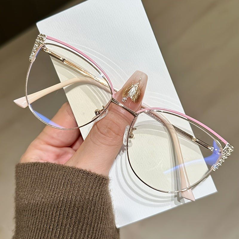 Women's Oversized Round\u002FHeart-Shaped Face Glasses - Large Oval Frame Non-Prescription Blue Blocking Glasses with Polarized