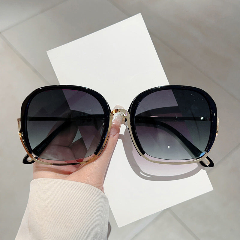 Women'S Luxury Square Frame Fashion Glasses - Anti-Blue Light & Polarized Lenses, Metallic temples