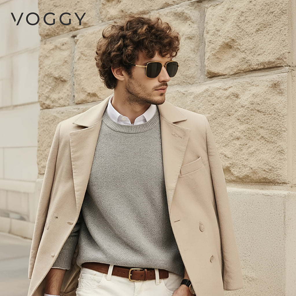 VOGGY Fashion Simple Retro Pilot Metal TR90 UV Protection Polarized Glasses
