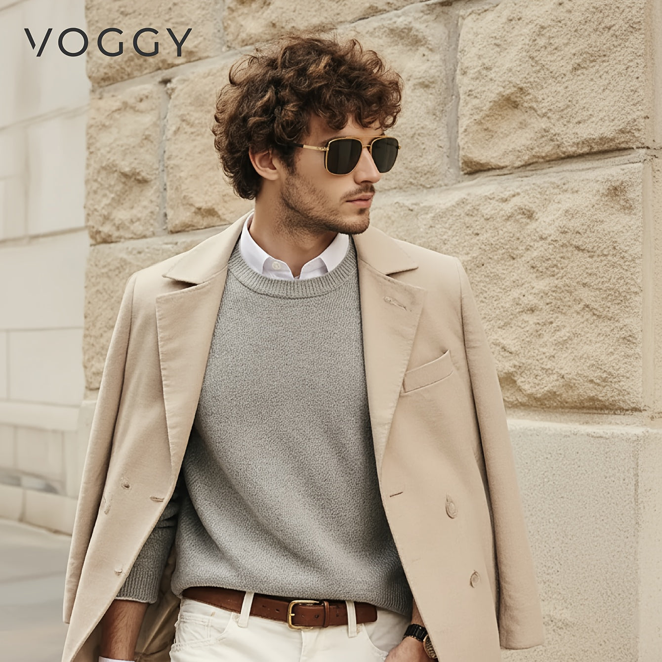 VOGGY Fashion Simple Retro Pilot Metal TR90 UV Protection Polarized Glasses