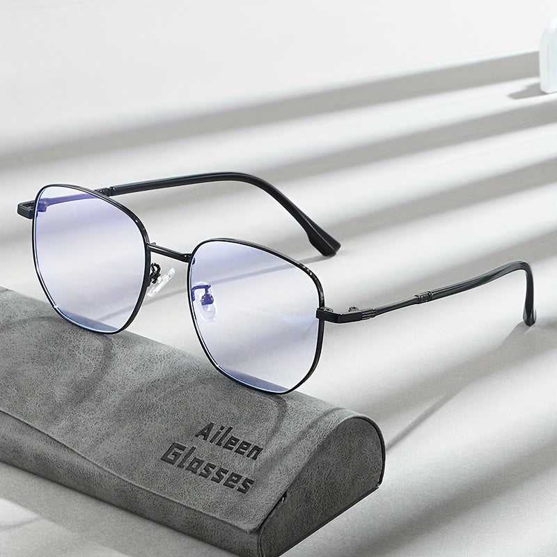 Aileen Unisex Metal Frame Fashion Glasses - Blue & Clear Gradient Lenses