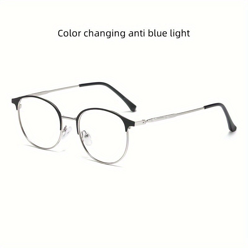 1 Pair of Stylish Round Fashion Glasses for Men & Women - Photochromic Lenses