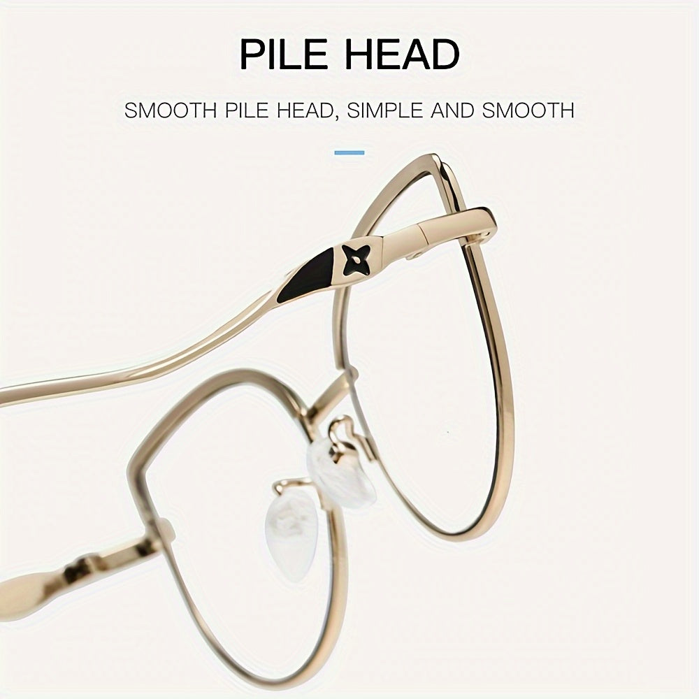 1 Pair Unisex Metal Cat Eye Glasses with Photochromic Lenses - Automatic UV Protection